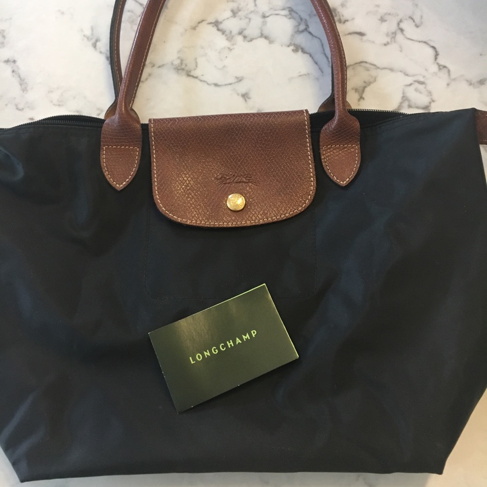Black Longchamp Le Pliage tote